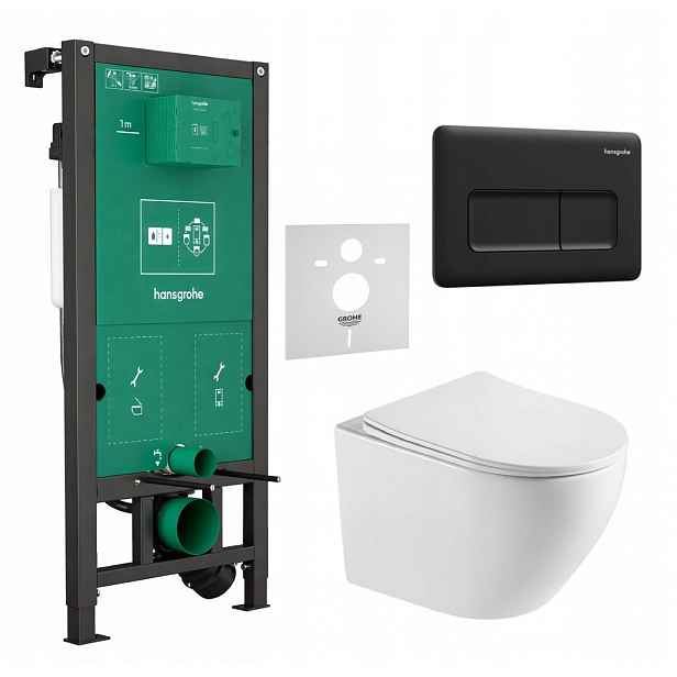 7v1 Podomítková Sada Wc Stelaz Hansgrohe iFrame, Wc Mísa Tornado Tlačítko