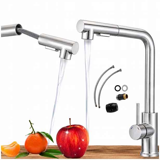Kuchyňská Baterie Roy Inox s vytahovací sprškou Kuchyňský kohout Dvoufunkční