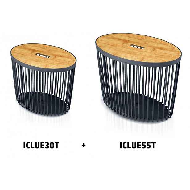 Prosperplast uni. oválný koš, s bambus. víkem, 30 + 55 l