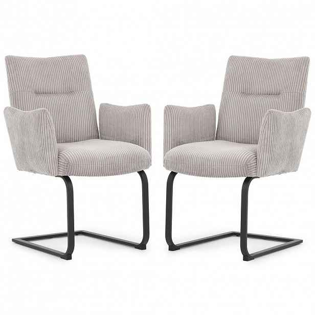 S-Style SADA ŽIDLÍ 2 kusy Hera s područkami v moderním designu ze šedého manšestru