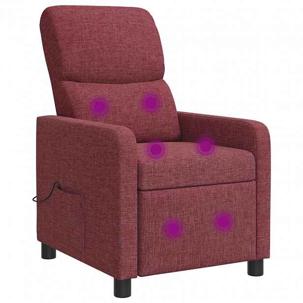 vidaXL Masážní polohovací křeslo Víno Červené Polyester