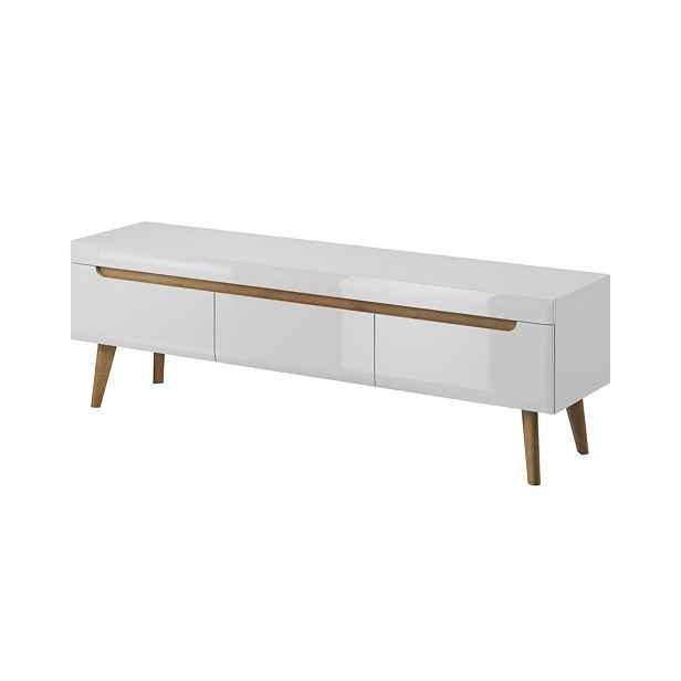 MASSENO TV STOLEK NORDICO, 160x40x50 cm se 3 zásuvkami, bílý