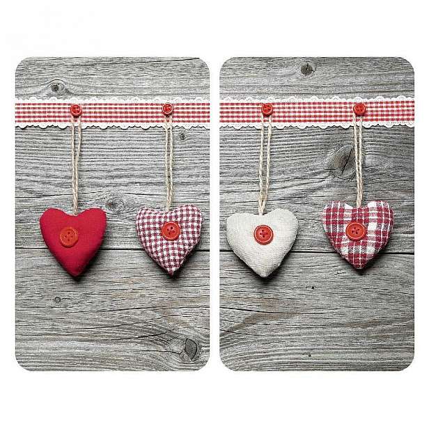 Sada 2 skleněných krytů na sporák Wenko Heart, 52 x 30 cm