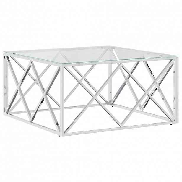 vidaXL Konferenční stolek 80 x 80 x 40 cm nerezová ocel a sklo