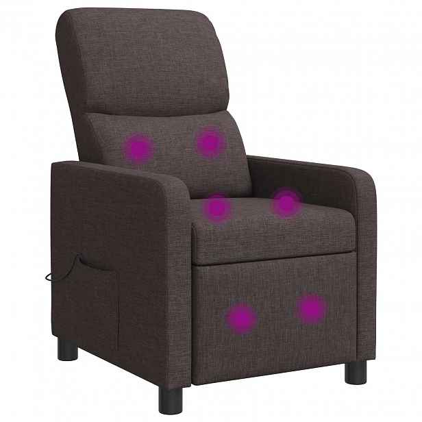 vidaXL Masážní polohovací křeslo Tmavě hnědá Polyester