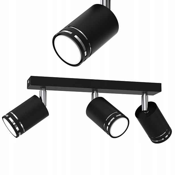 Stropní Svítidlo Stropní Černý Chrom Pohyblivý Led GU10 Spot Reflektor Polská Lampa