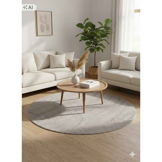 Koberec kulatý do obývacího pokoje 160 cm, vícebarevný, měkké štětiny, plyšový