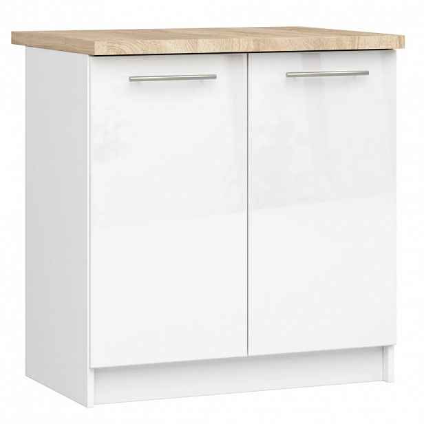 Dolní kuchyňská skříňka 80 cm VERMINA - bílá / bílá lesklá