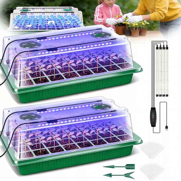 Mini Skleník Pro Domácnost S Led Osvětlením, Sada Pro Pěstování Rostlin S Časovačem