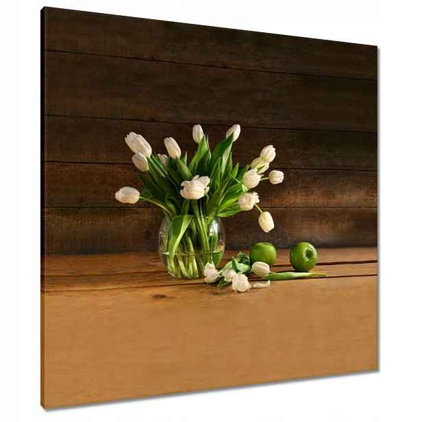 Obrazy 80x80 Bílé tulipány ve váze