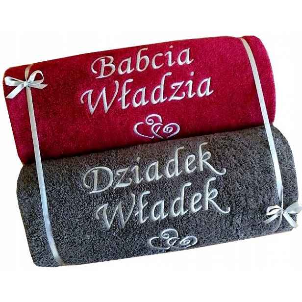 Praktický dárek ke Dni Babičky A Dědečka, 2 ručníky s Nápisem, výšivka, jméno