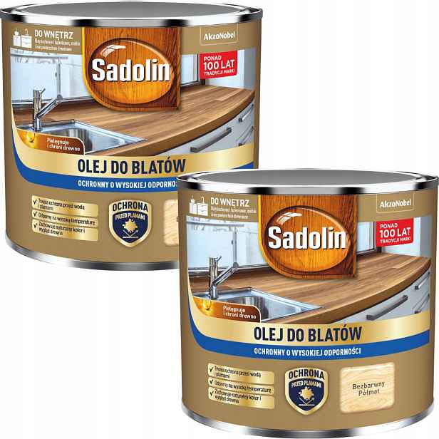 Sada Sadolin 2x0,5L Olej Na Dřevěné Desky Polomat 1L