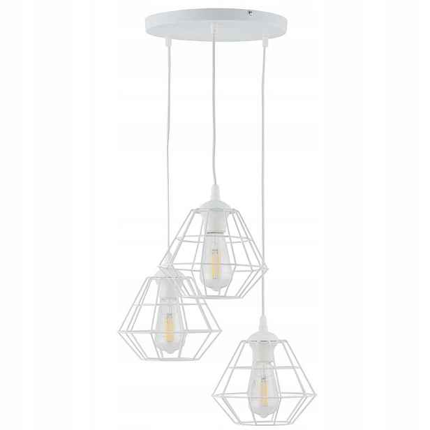 Trojitá Závěsná Lampa Bílá Do Obývacího Pokoje 6213 Drátěná Stínidla Tk Lighting