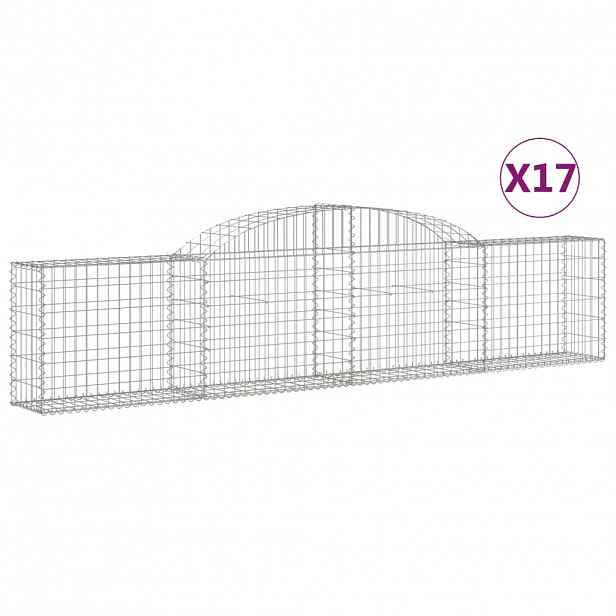 vidaXL Klenuté gabionové koše 17 ks 300x30x60/80 cm pozinkované železo