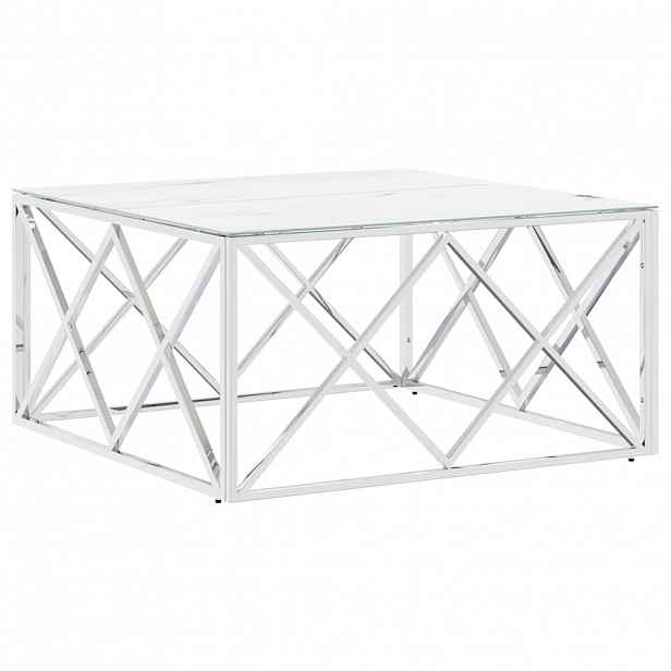 vidaXL Konferenční stolek stříbrný 80x80x40 cm nerezová ocel a sklo