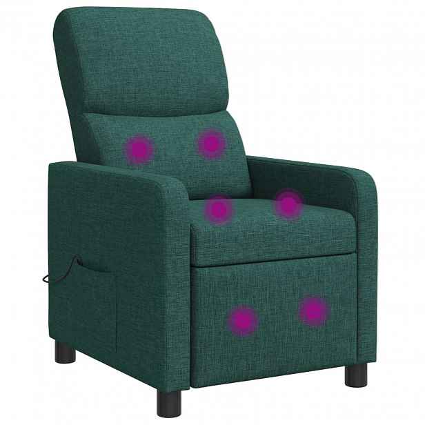 vidaXL Masážní polohovací křeslo Tmavě zelená Polyester