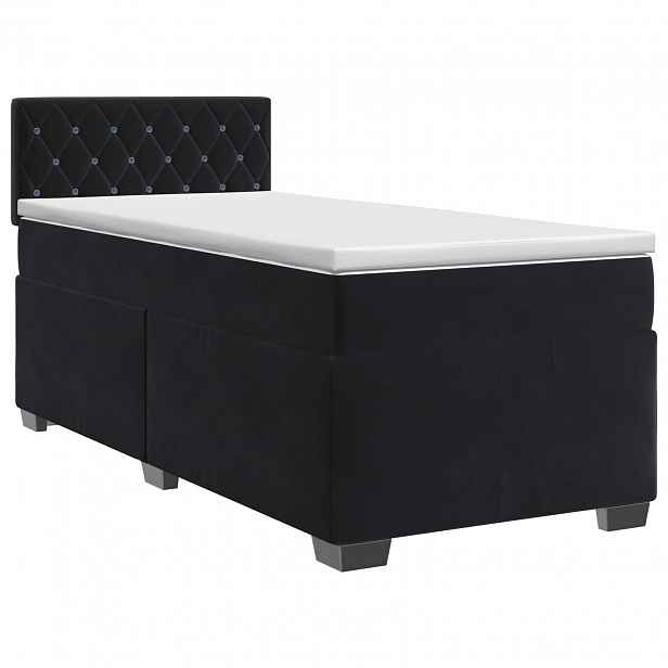 vidaXL Postel boxspring s matrací s čelo Černá 90 x 200 cm Samet
