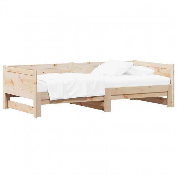 vidaXL Vytahovací denní postel Přírodní 180 x 200 cm