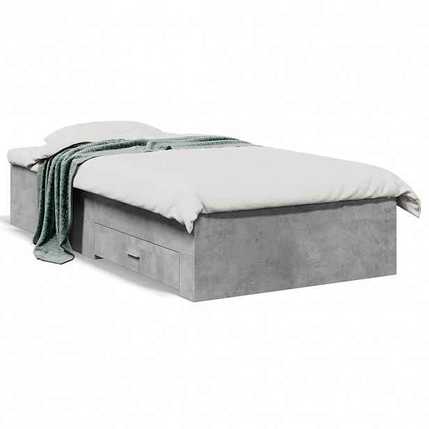 vidaXL Rám postele se zásuvkami betonově šedý 75 x 190 cm kompozit