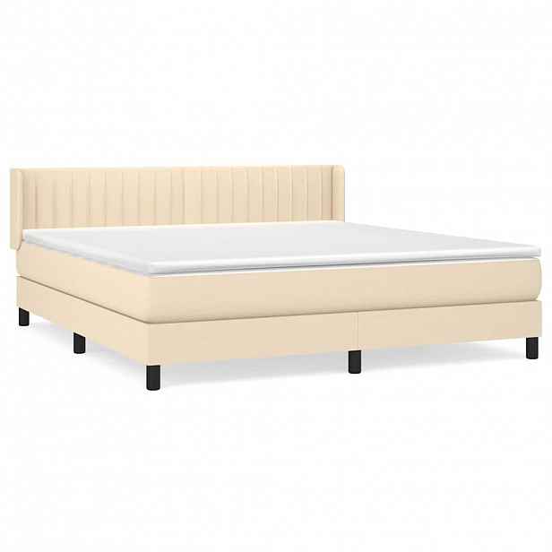 vidaXL Box spring postel s matrací krémová 180x200 cm textil