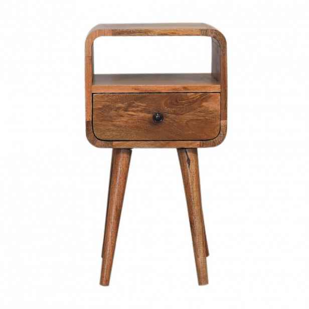 Artisan Furniture NOČNÍ STOLEK z masivního dřeva, 1 zásuvka, 1 otevřený úložný prostor, severské nohy, hnědá