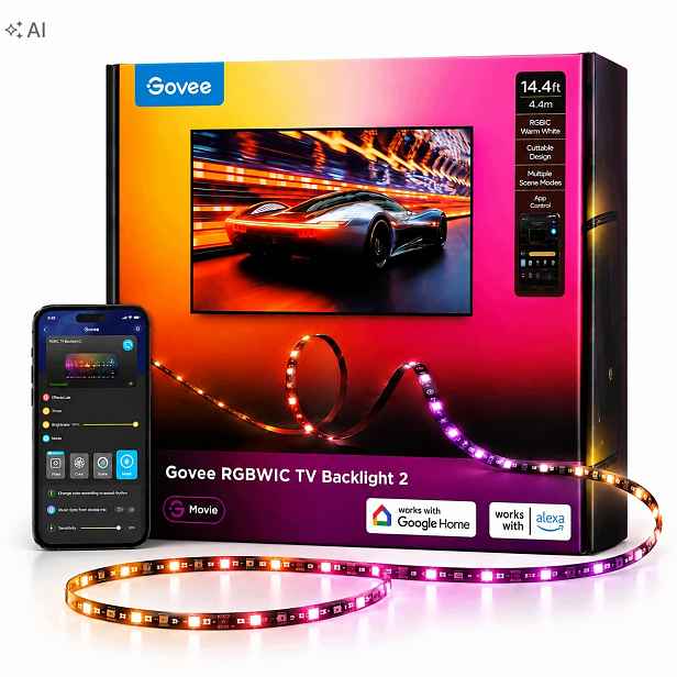 Govee Led pásek Rgbic pro Tv podsvícení 2,4 m WiFi Matter Alexa Google H6671
