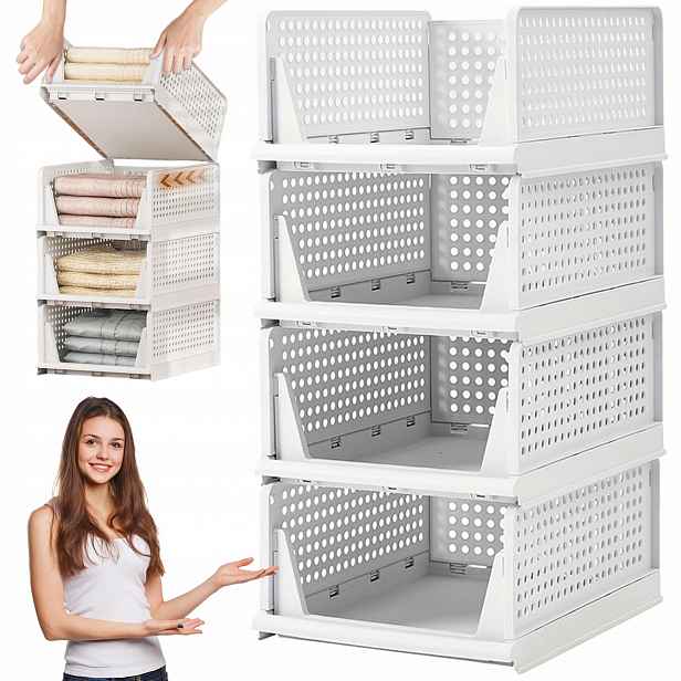 Organizér Pro Skladování Sada 4 Skládacích Krabiček Do Skříně 43x33x18