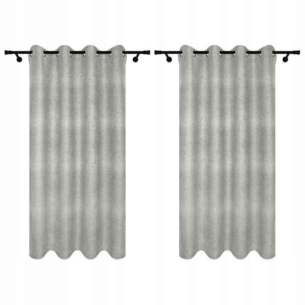 Polské Záclony 2 Kusy 140x250 CM Šedé Záclony Na Kolečkách