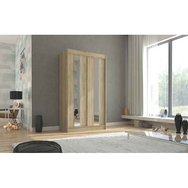 Šatní skříň se zrcadlem 120 cm DAFMIRA - dub sonoma