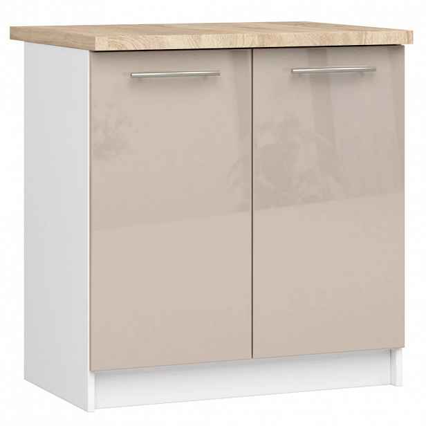 Dolní kuchyňská skříňka 80 cm VERMINA - bílá / cappuccino lesklá