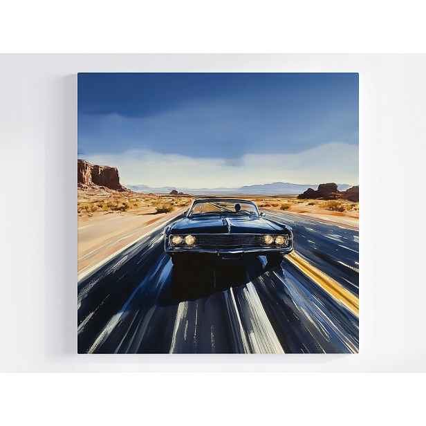 Obraz Na Plátně Canvas Muscle Car Poušť Cesta Vintage Retro Usa 50x50