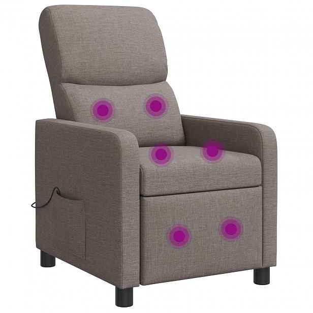 vidaXL Masážní polohovací křeslo Taupe Polyester