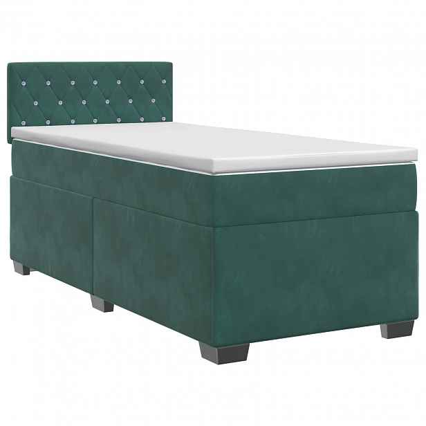 vidaXL Postel boxspring s matrací Tmavě zelená 90 x 200 cm Samet
