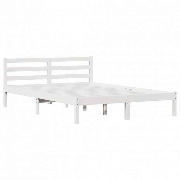 vidaXL Rám postele s čelo Bílá 215,5 x 145,5 x 69,5 cm