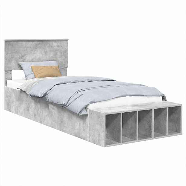 vidaXL Rám postele s policí Betonově šedá 70 x 190 cm Kompozitní dřevo