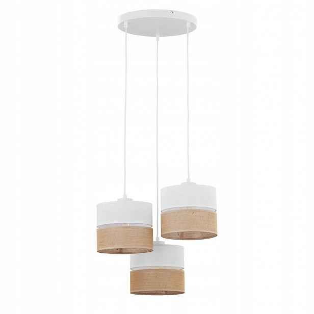 Závěsná lampa Převis Bílého Abažuru Kov 3 zdroje E27 Regulace Tk Lighting