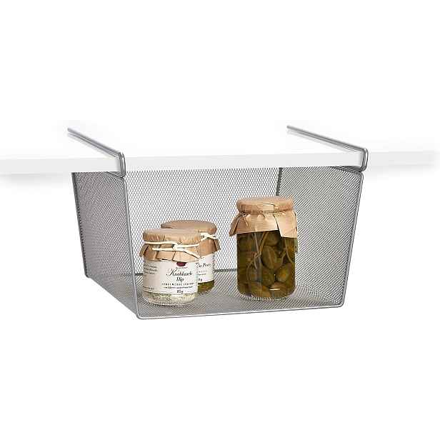 Zeller Present Kovový závěsný přídavný koš pod polici, šedá mřížka, 29x26 s výškou 19cm, MESH