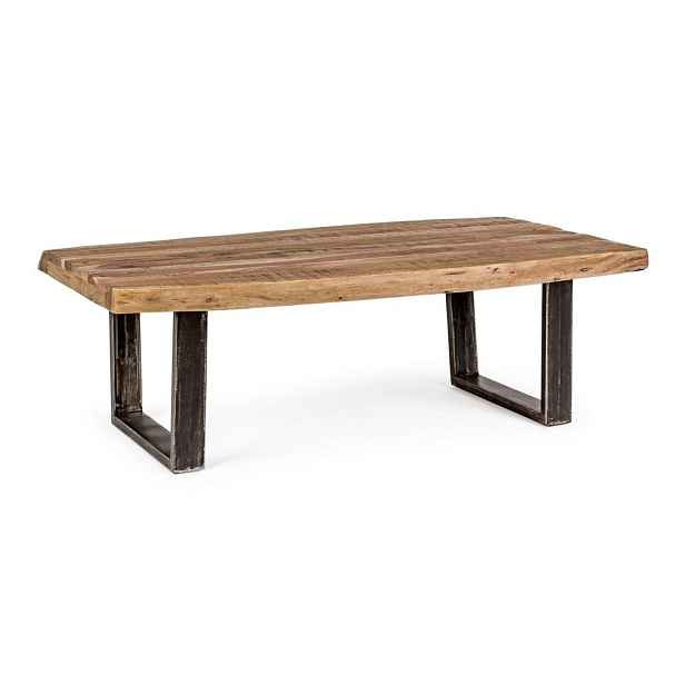 Černý/v přírodní barvě konferenční stolek s deskou z akácie 70x120 cm Elmer – Bizzotto