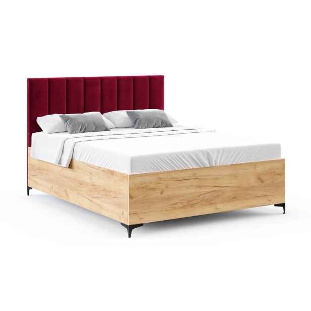 FDM Postel Sierra se zvedacím roštem Paris vínová/dub craft, velikost 180x200