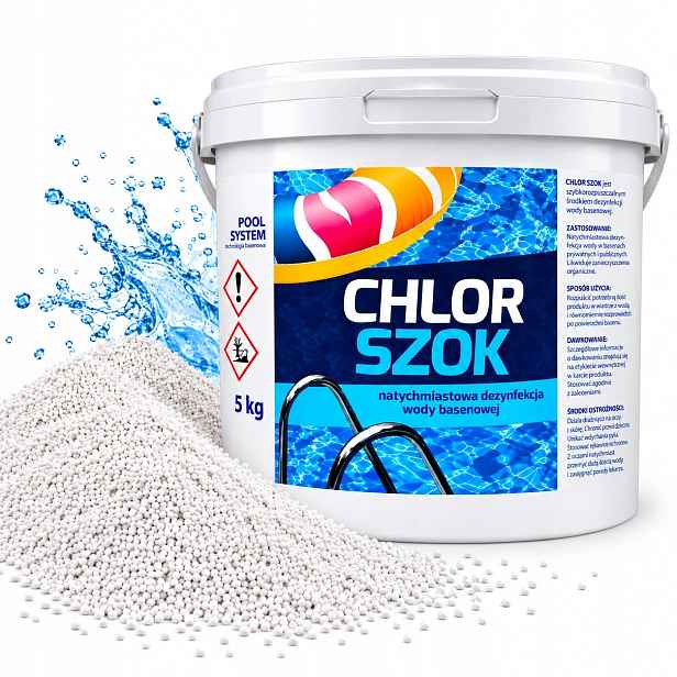 Přípravek Do Bazénu Chlor Šok 5 Kg Granule Po Intenzivním Používání