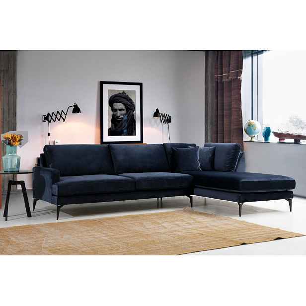 Rohová sedací souprava Papira Corner Right (L3+Chl) - Navy Blue