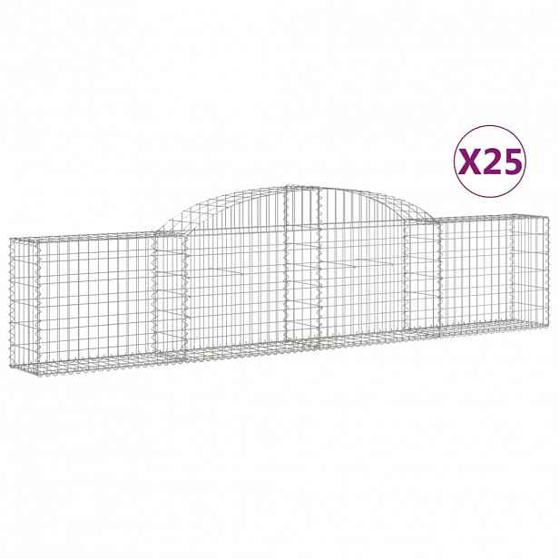 vidaXL Klenuté gabionové koše 25 ks 300x30x60/80 cm pozinkované železo
