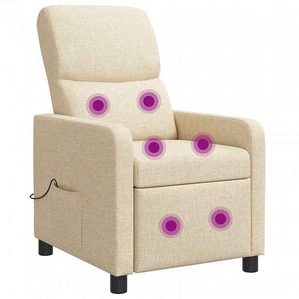 vidaXL Masážní polohovací křeslo Krémová Polyester