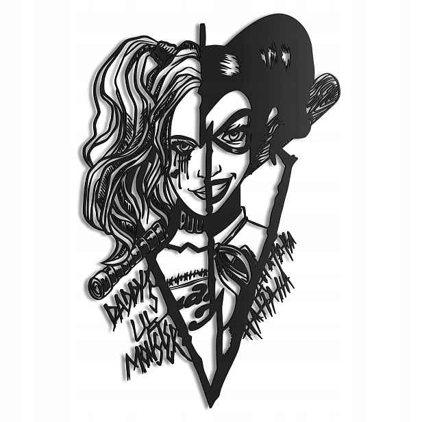 Dřevěný 3D obraz Harley Quinn Nástěnná Dekorace Dárek XL