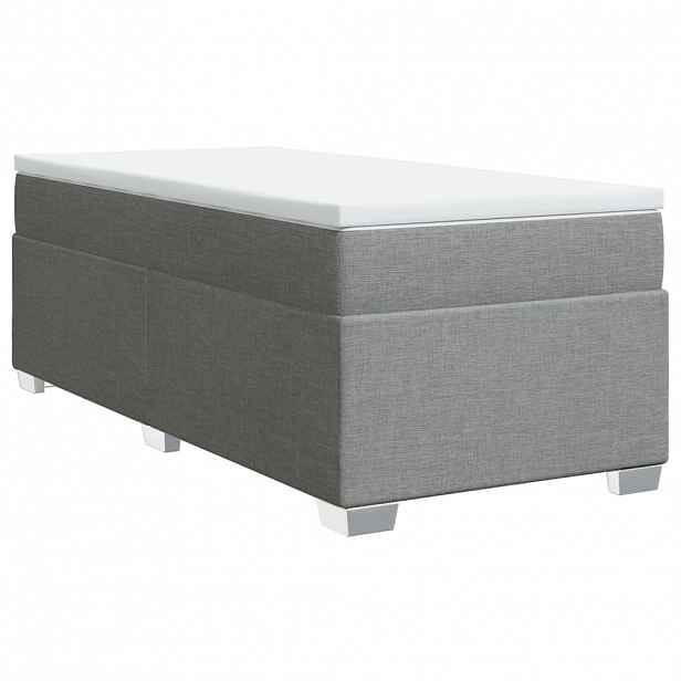 vidaXL Box spring postel s matrací světle šedý 100 x 200 cm textil