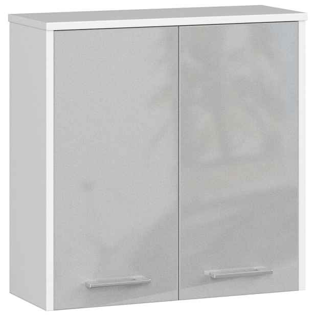 Ak furniture Závěsná koupelnová skříňka Fin 60 cm bílá/stříbrná lesk