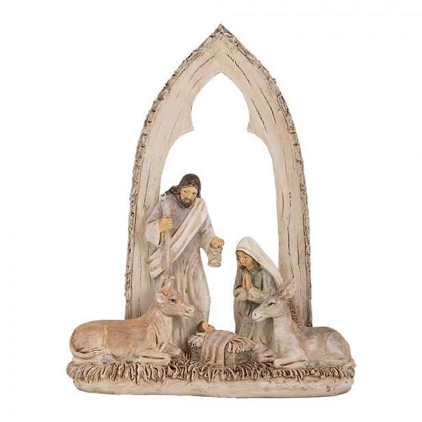 Béžová antik vánoční dekorace betlém - 18*7*22 cm  Clayre & Eef