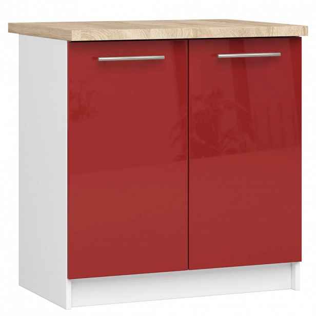 Dolní kuchyňská skříňka 80 cm VERMINA - bílá / červená lesklá