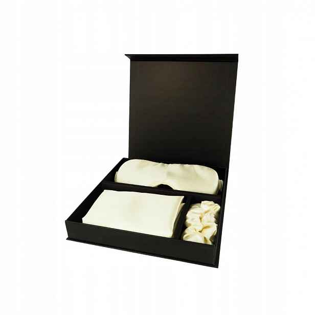 Hedvábný dárkový set: maska scrunchie povlak 50×70 – Cream bySarah