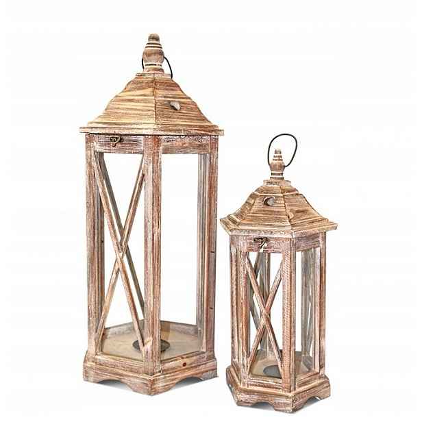 Lampionové lampiony 2ks Hnědý kovový dřevěný lampion Retro svícen